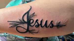 Jesus Saves #spiritualtattoo #jesustattoo #wording #crosstattoo