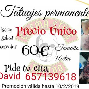 Tatuajes permanentes Precio Unico toda la semana. Tamaños aprox 10 ctm..Pide tu cita .:657139618.(WhatsApp)