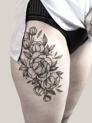 Peony flowers by Steja 🌿❤️ All works on Instagram: @nikita.tattoo #tattooartist #tattooart #blackworktattoo #blackwork #lineworktattoo #LineworkTattoos #linework #thinlinetattoo #fineline #dotwork #dotworktattoo #minimalism #minimalistic #minimalistictattoo #tattooideas #peonytattoo #floraltattoo #flowertattoo 