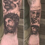 Progress shot on this religious sleeve with jesus and mary ! 