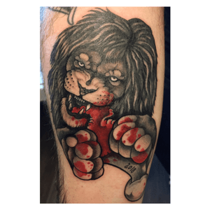 #neotraditional #lion #blood #blackandgrey and #red 
