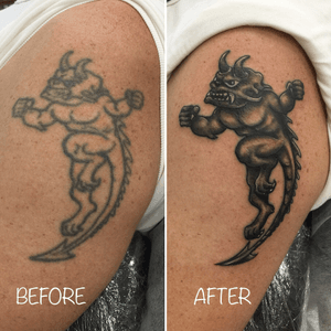 Quick fixup on this 27yr old devil tattoo