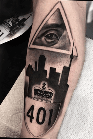 401 and toronto skyline tattoo from the other day