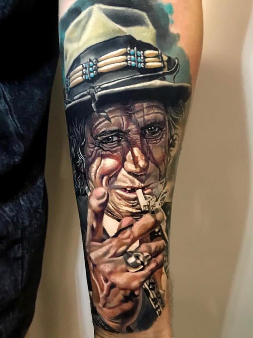 Small but sweet tattoo of Keith Richards done by gutattoouk nice job  on this one empireinks rollingstones art tattoos portraits  Instagram