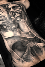 progress tattooing. #statuetattoo #statue #posidon #blackandgrey 