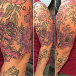 Progress on this botanical/floral sleeve full of peonies and surprises