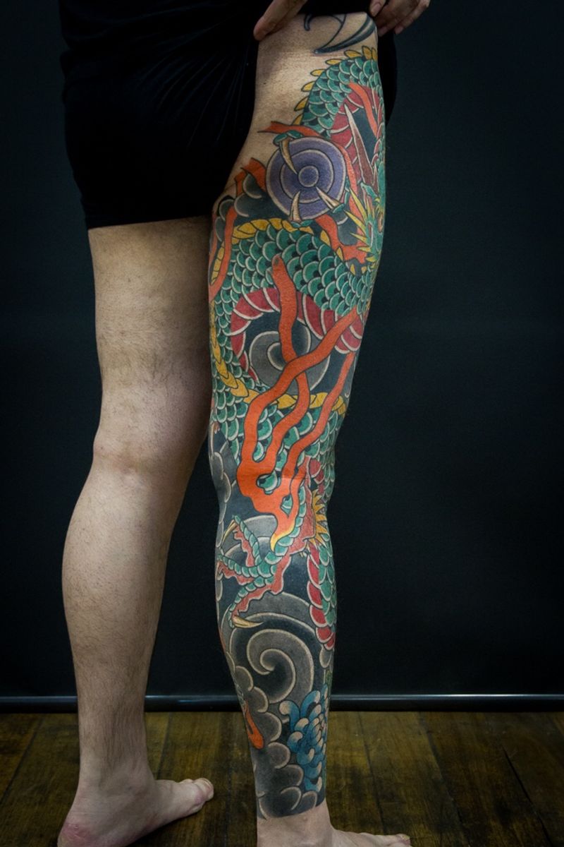 dragon leg tattoo