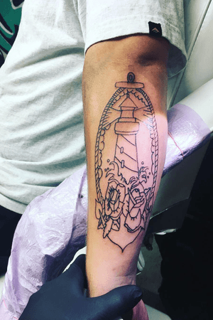 Lighthouse with anchor line work