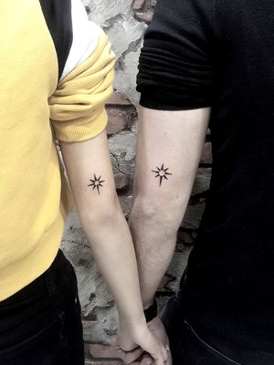 Minimal polestar tattoo couple tattoo