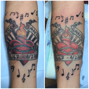 Added some music notes around this existing piece and then she asked me to fix up her old tattoo! I love making peoples day when i can give them an awesome tattoo!