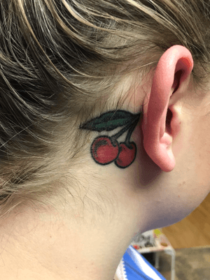Healed picture of this wonderful cherries tattoo