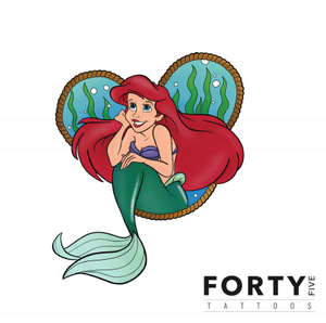 Ariel - Disneys Little Mermaid tattoo design. Tattoo design Designed by me. To use or get tattooed message me for details ! Follow me on Instagram as well. @fortyfivetattoos