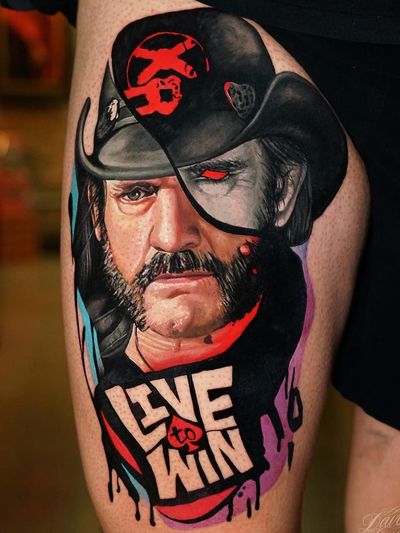 Tattoo by Dave Paulo #DavePaulo #rockandrolltattoos #musictattoo #rockandroll #music #70s #80s #famous #portraits #color #realism #realistic #Hyperrealism #text #lettering #lemmy #motorhead #abstract