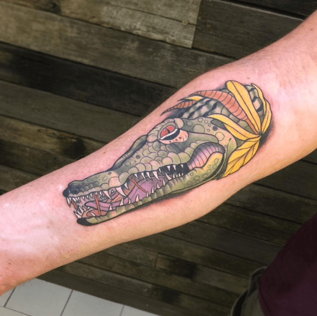 Tattoo uploaded by Dhruv • Neo traditional crocodile ! One of my favourite  style in tattooing. • Tattoodo