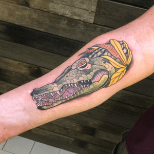 Neo traditional crocodile ! One of my favourite style in tattooing.