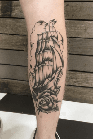 Love doing traditional tattoos. Had fun doing this ship and like how it turned out. 