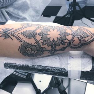 custom mandala half sleeve and peony tattoo and design by skye 