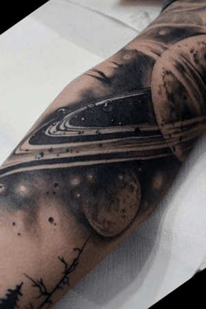 Tattoo uploaded by Tagen • Black and white space tattoo #space • Tattoodo