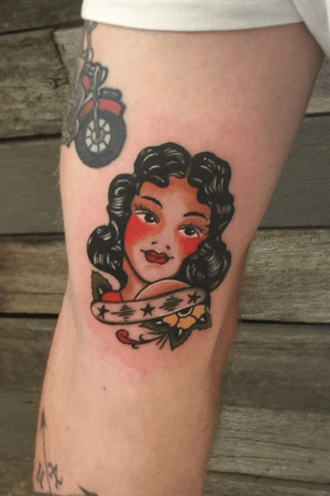 Traditional pinup tattoo ! One of my favourite styles of tattooing. Love how they hold to the test of time.
