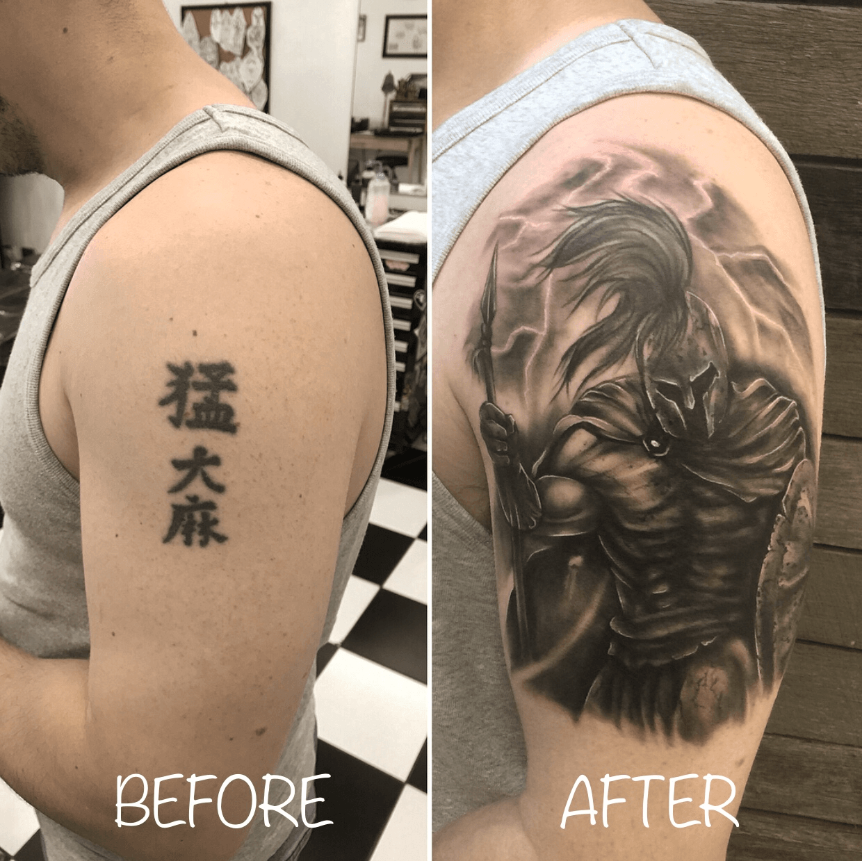 cover up tattoo letters and chinese symbols coverd by a small girly  phoenix and an amazing flower  httpswwwfacebookcom5thLMNTclothingfrefphoto