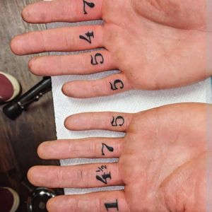 Numbers on inside of fingers#tattoo #tattoolife #tattooart #saniderm #envyneedles #rosewatertattoo #tattoos #tattooartist #art #ink #inked #lynntattoos #inkedmag #portland #portlandtattooers #portlandtattoo #pdx #pdxartists #pdxtattooers #pdxtattoo #tattooed #tatsoul #fusiontattooink #fkirons #bestink #vegan #tattoosnob #stencilstuff #crueltyfree #eternalink