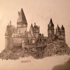 One of my early drawings of Hogwarts castle, recommended by my daughter.