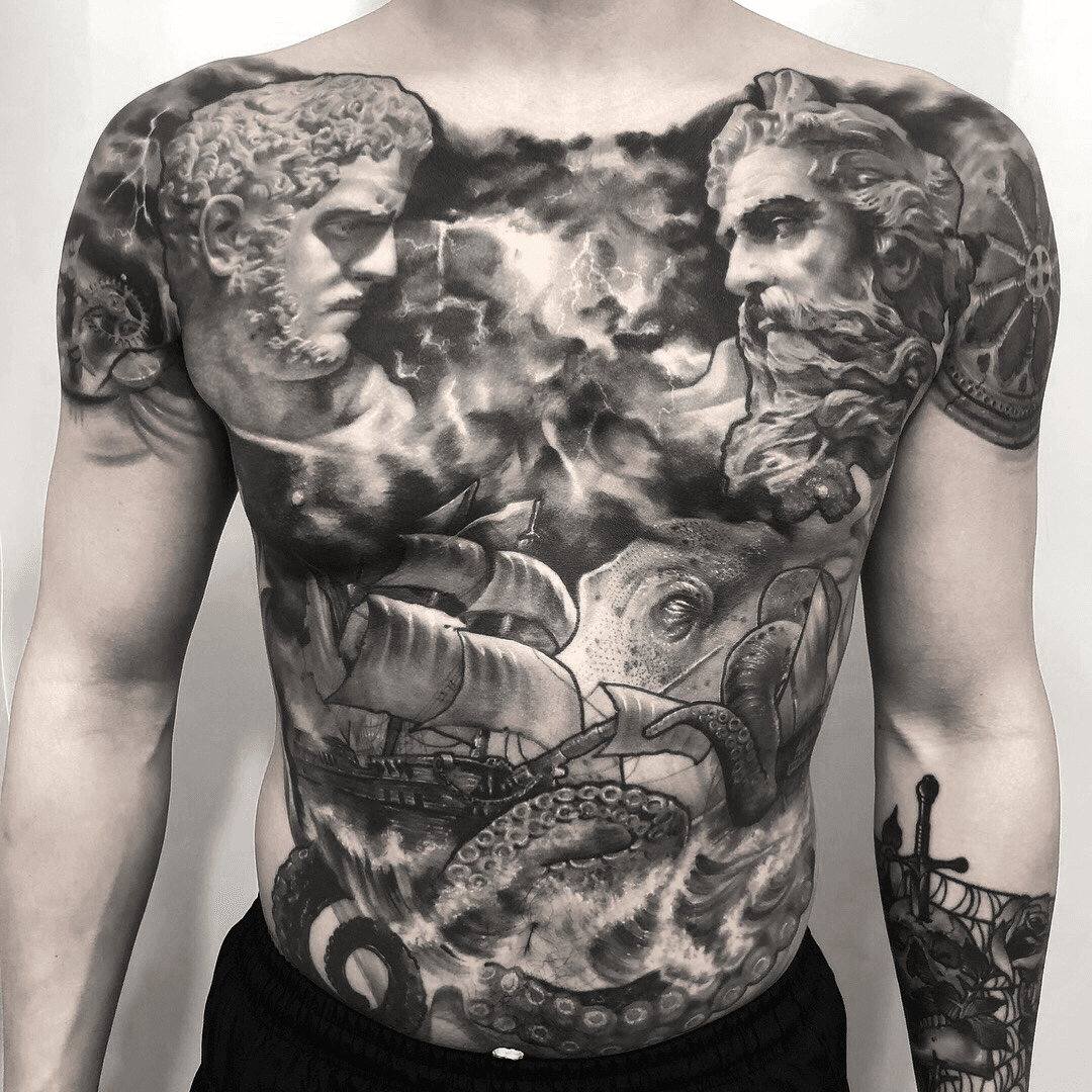 50 hours in on this bodysuit Added some bits and the hands during the  amazing London Tattoo Convention Thank y  Body suit tattoo Satanic  tattoos Scary tattoos