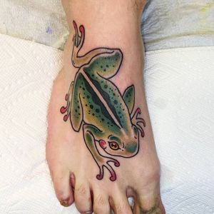 Frog #tattoo #tattoolife #tattooart #saniderm #envyneedles #rosewatertattoo #tattoos #tattooartist #art #ink #inked #lynntattoos #inkedmag #portland #portlandtattooers #portlandtattoo #pdx #pdxartists #pdxtattooers #pdxtattoo #tattooed #tatsoul #fusiontattooink #fkirons #bestink #vegan #tattoosnob #stencilstuff #crueltyfree #eternalink
