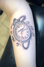 Tattoo i did on my sister, she just had a son named lennon so she got a pocket watch with his name and time of birth
