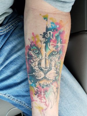 Lion Watercolor Leo Tattoo