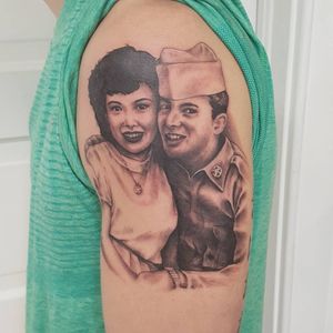 An old family photo in black and grey#tattoo #tattoolife #tattooart #portraiture #portraittattoo  #rosewatertattoo #tattoos #tattooartist #art #ink #inked #lynntattoos #inkedmag #portland #portlandtattooers #portlandtattoo #pdx #pdxartists #pdxtattooers #pdxtattoo #tattooed #tatsoul #fusiontattooink #fkirons #bestink #vegan #tattoosnob #stencilstuff #crueltyfree #eternalink