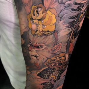 Tattoo by Xiao Peng #XiaoPeng #ChineseTattoos #ChineseNewYear #LunarNewYear #Chinese #chineseart #China #monkeyking #monkey #pearls
