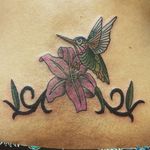 Hummingbird on lower back...#birds #flowers #tribal #color #illustrative #graphic #design #byjncustoms 