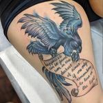 A blue phoenix with a Dumbledore quote#tattoo #tattoolife #tattooart #PhoenixTattoos #envyneedles #rosewatertattoo #tattoos #tattooartist #art #ink #inked #lynntattoos #inkedmag #portland #portlandtattooers #portlandtattoo #pdx #pdxartists #pdxtattooers #pdxtattoo #tattooed #tatsoul #fusiontattooink #fkirons #bestink #vegan #tattoosnob #harrypottertattoos #crueltyfree #eternalink