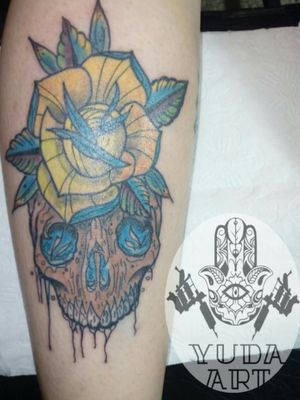Tattoo Skull and Rose Estilo Neotradicional#yudaart #radiantcolor #eternalink #neotradicional #tattoodo 😎🇮🇱