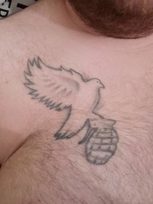 Good idea, poor execution.#firsttattoo #cheapy #learntmylesson #dove #grenade  