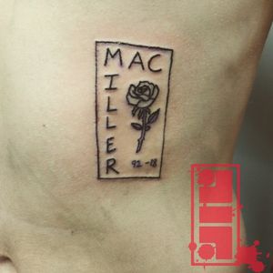 Mac Miller tribute on ribs...#celebrity #memorial #rose #graphic #design #illustrative #ribtattoos #byjncustoms