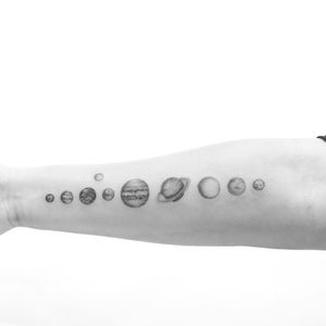 #planets #galaxytattoo #arm #Black #realistic 