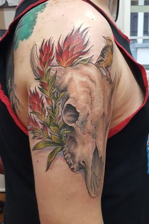 Wisconsin tribute piece #tattoo #tattoolife #tattooart #skulltattoo #bullskull #rosewatertattoo #tattoos #tattooartist #art #ink #inked #lynntattoos #inkedmag #portland #portlandtattooers #portlandtattoo #pdx #pdxartists #pdxtattooers #pdxtattoo #tattooed #tatsoul #fusiontattooink #fkirons #bestink #vegan #tattoosnob #stencilstuff #crueltyfree #eternalink