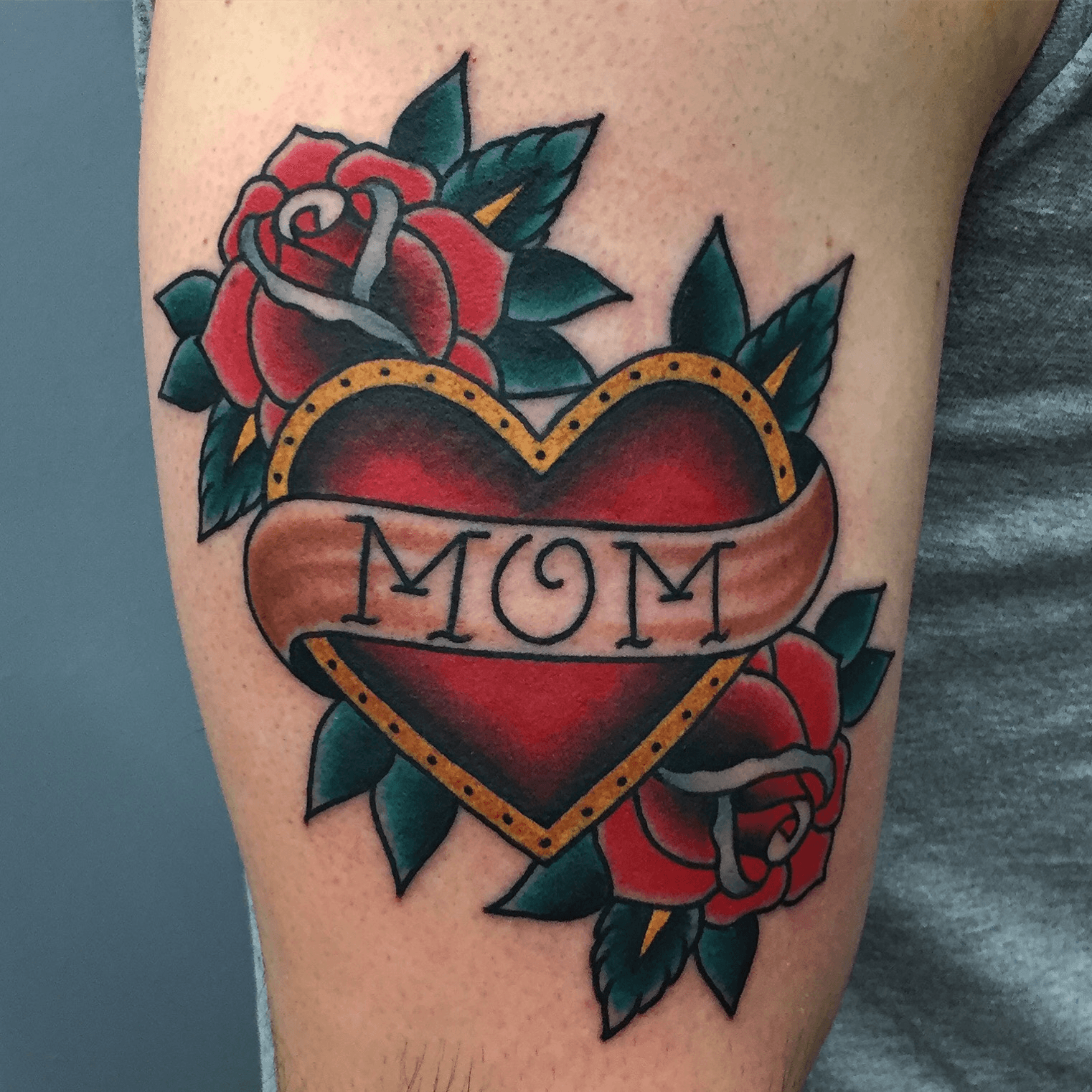 Old School Rose Flower Mom Banner Tattoo Design Idea  Rose tattoos Mom  tattoos Old school rose