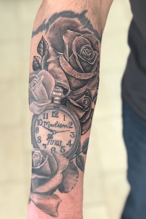 Roses and clock