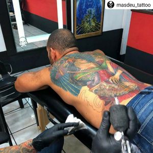 Tatuaje de espalda, hecho por Byron Masdeu de @masdeu_tattoo, Guatemala city