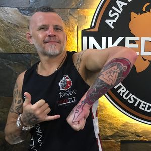 Viking Forearm, Valhalla Tattoo Finished, Excellent Artwork By the World's Best Tattoo Artists. Great Service, Using Fusion Ink and Eternal Ink, Top Artist and Great Price Friendly Staff and an Hygienic Work Place. Inked in Asia Patong, Phuket, Thailand