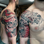 Japanese tattoo. #japanesetattoo #japaneseink #inked #japanesesleeve #koitattoo #koisleeve #asiantattoo #irezumi #wabori #traditionaltattoo #irezumicollective #magicmoonneedles #fitnessmotivation #fitness #tattoovideo #nyctattoo #tattoovideos #ttt #wtt #tttism #tattoo #tattooartist #tattooideas #blackandgreytattoo #colortattoo #tattoodo #tat  