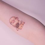 Tattoo by Tattooist Estelle #TattooistEstelle #pigtattoos #pig #piggy #yearofthepig #animal #nature #color #watercolor #cute #chocolate #illustrative