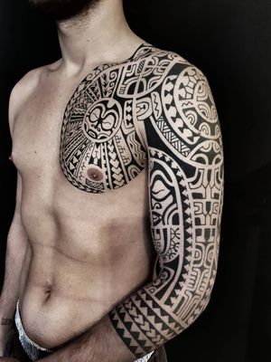 Freehand polynesian tattoo, marquesas,  tahiti