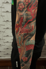 Third session on my homie Shauns irezumi style Japanese sleeve... about 4years old now...