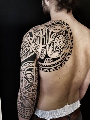 Freehand polynesian tattoo, marquesas, tahiti 