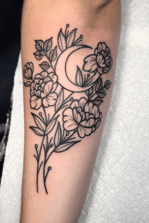 Peonies and moon 