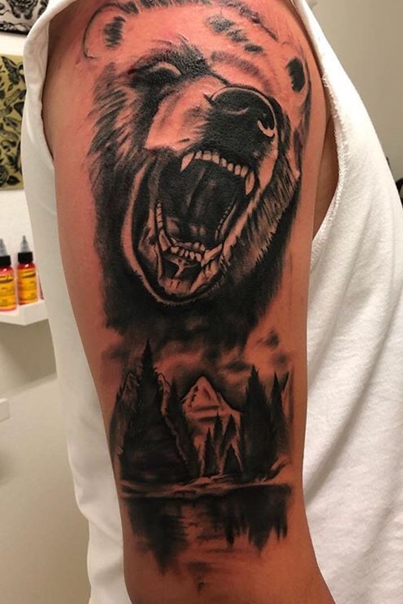 Tattoo uploaded by Psycho Tattoo Karlskrona • Realistic Bear, one ...